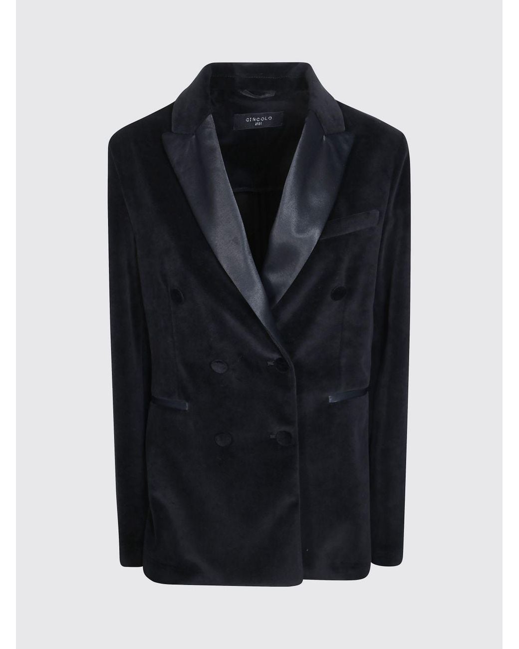 Circolo 1901 Black Double-Breasted Velvet Blazer With Covered Buttons