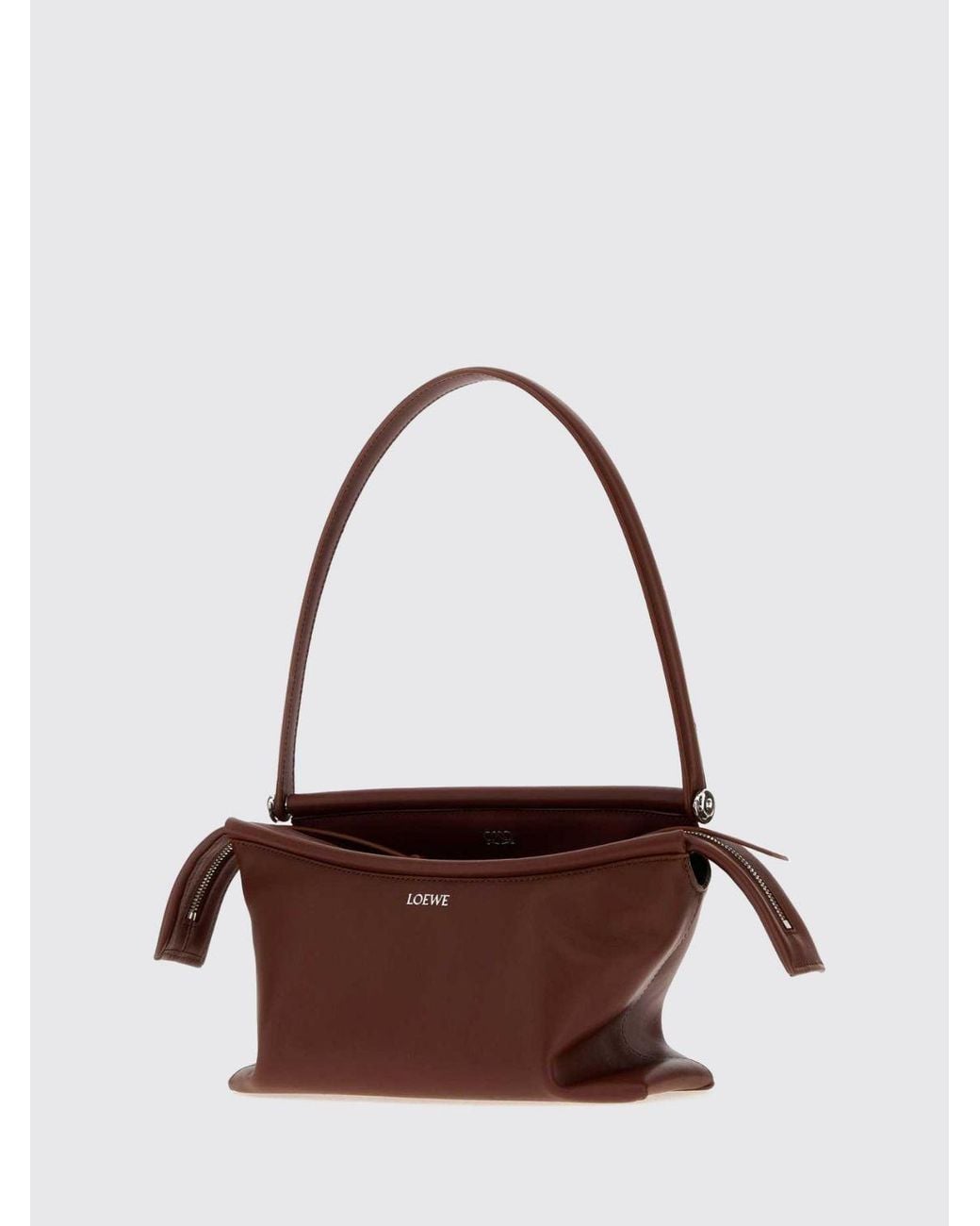 Loewe Brown Whisker Smooth Calfskin Shoulder Bag With Flat Handle
