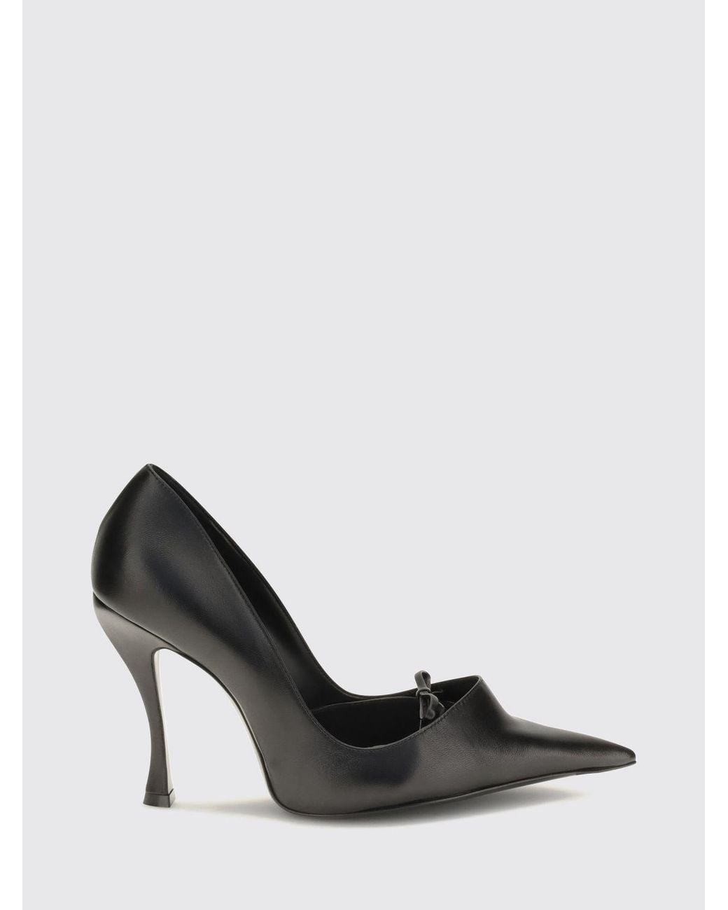 Balenciaga Black Bloom High-Heeled Lambskin Pumps With Decorative Bow