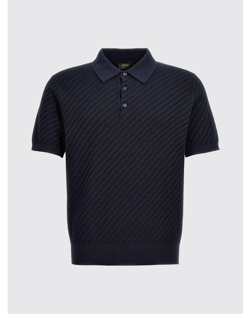 Brioni Blue Slim Fit Knit Polo Shirt for men