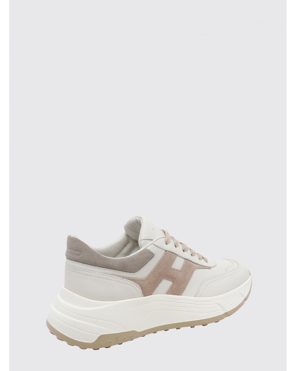 Hogan White H669 Suede And Smooth Leather Lace-Up Shoes With Chunky Sole And Contrast H Logo