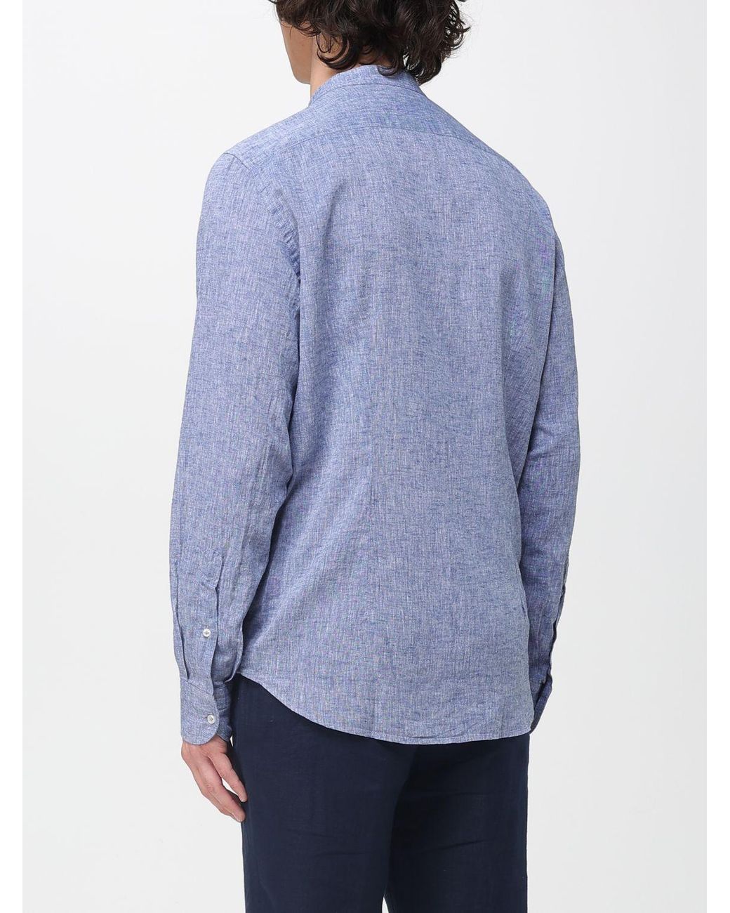 Manuel Ritz Blue Linen And Cotton Casual Shirt for men