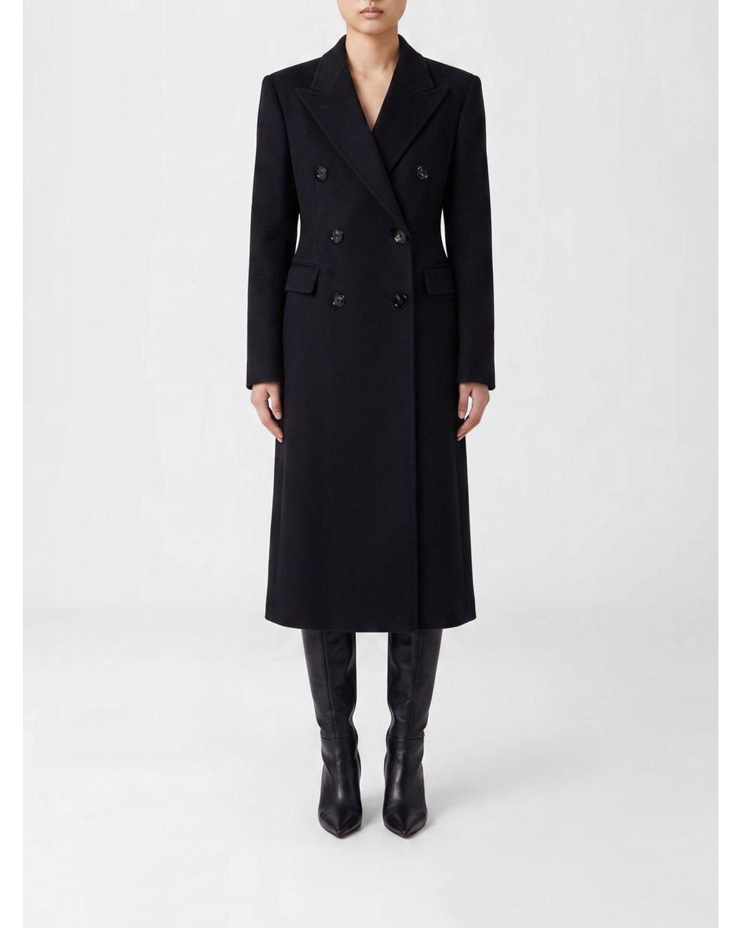 Tagliatore Blue Double-Breasted Long Coat
