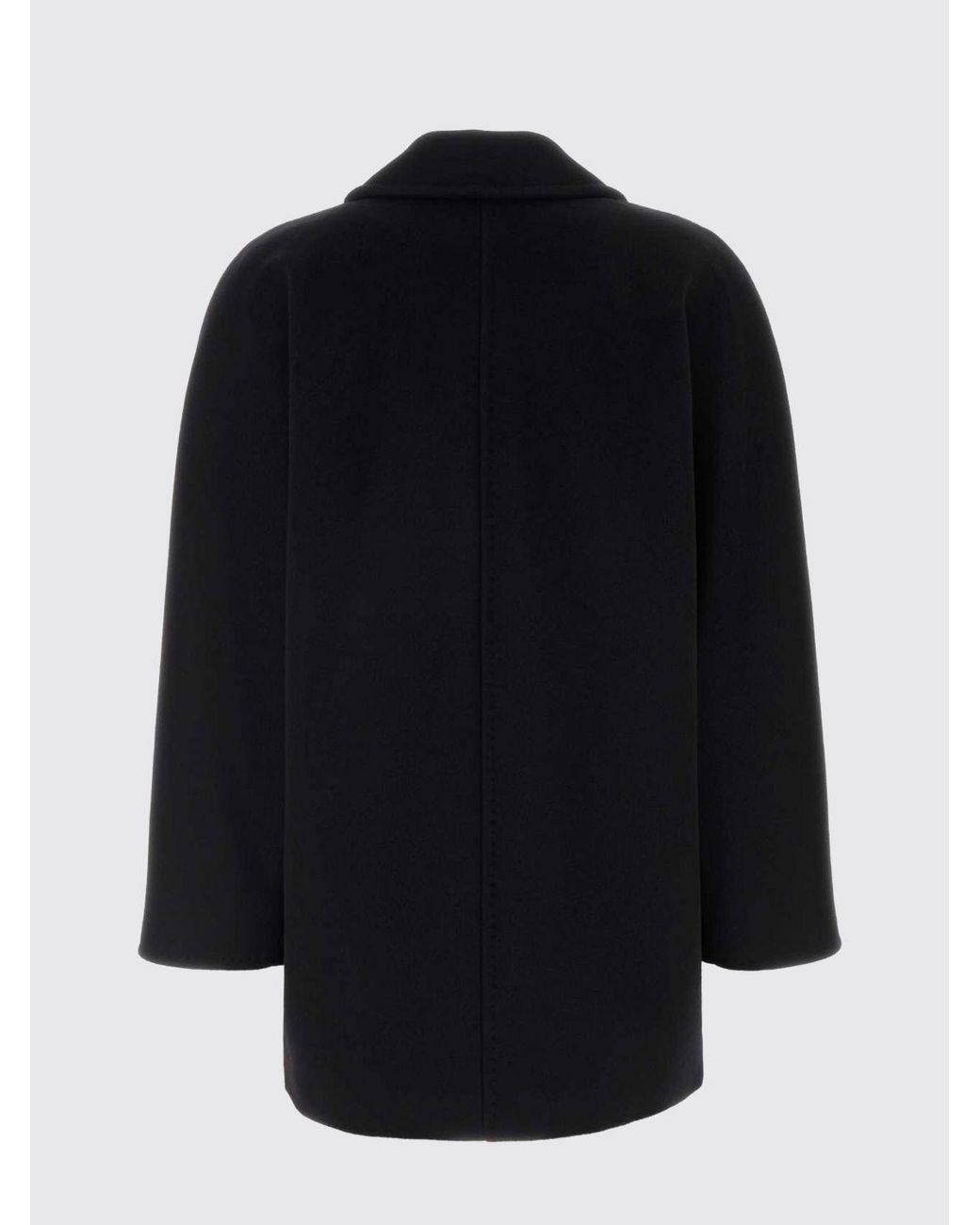 Max Mara Black Double-Breasted Wool Caban Coat With Relaxed Fit And Lapel Collar