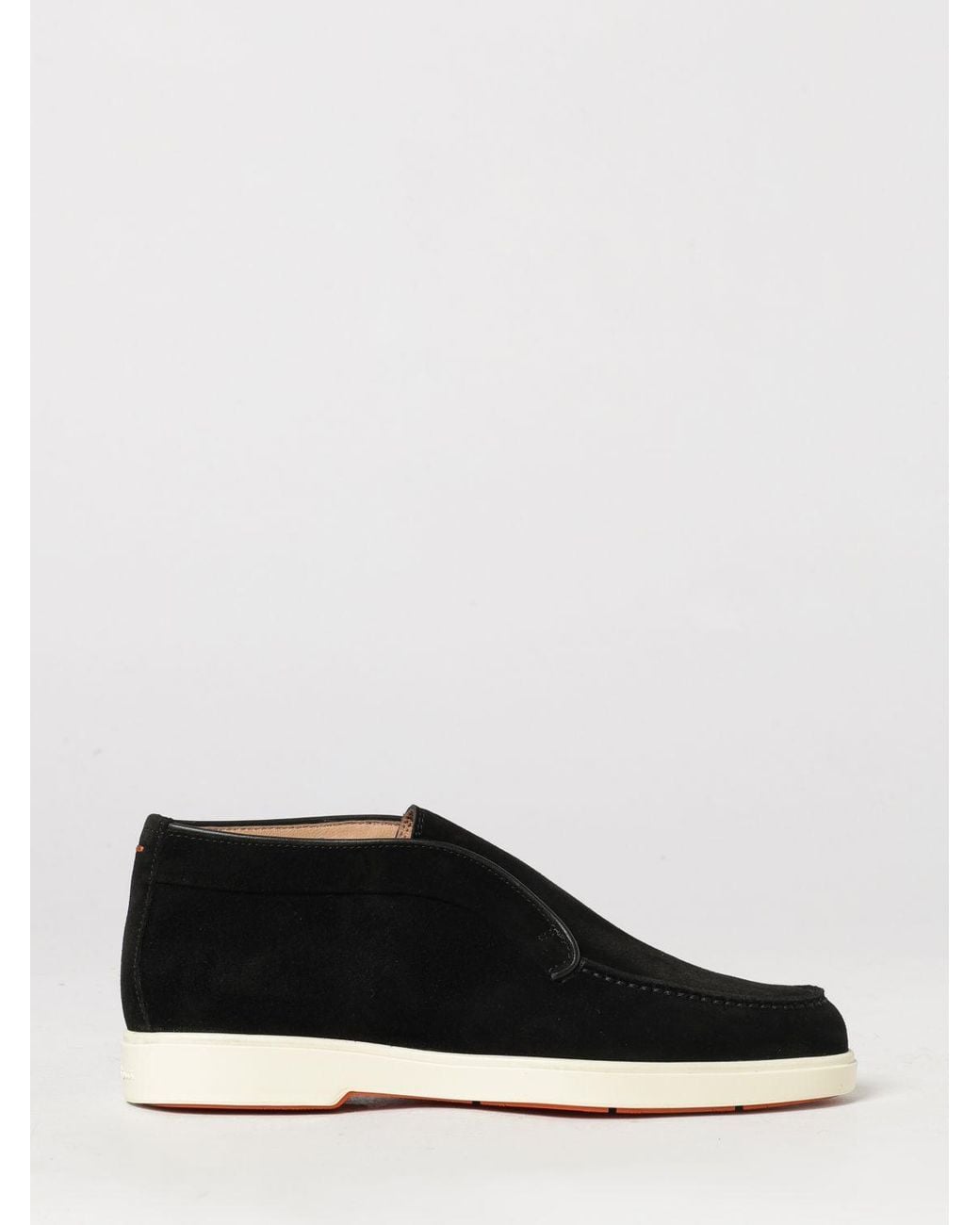 Santoni White Suede Chukka Ankle Boots With Round Toe And Rubber Sole