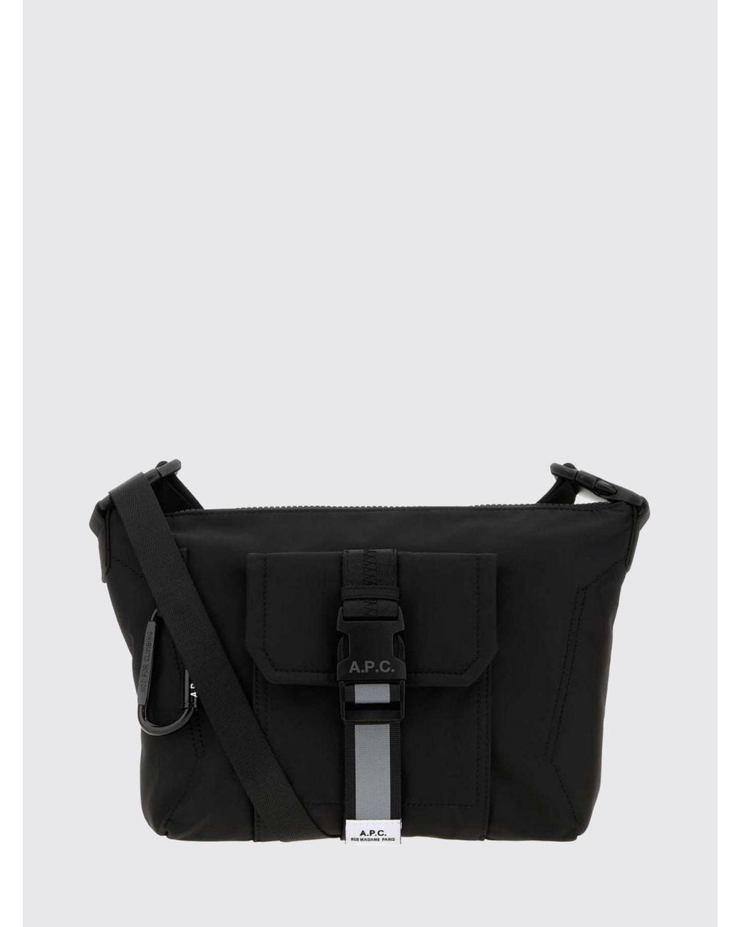 A.P.C. Black Trek Nylon Crossbody Bag With Zip Closure And Printed Logo for men