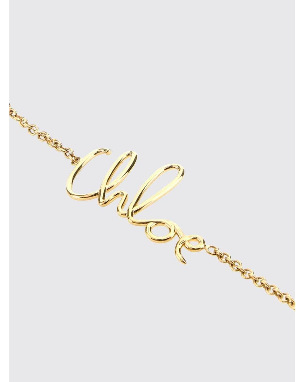 Chloé White ChloÉ Iconic Adjustable Brass Bracelet With Lettering Logo