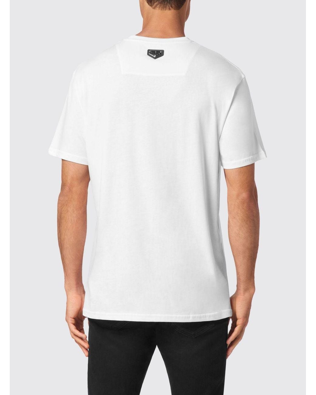 Philipp Plein White Solid Colour Cotton Crew-Neck T-Shirt With Logo for men