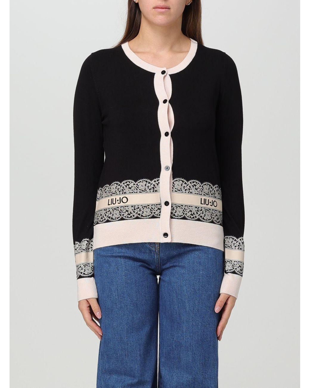 LIU JO floral intarsia-knit cardigan - Blue