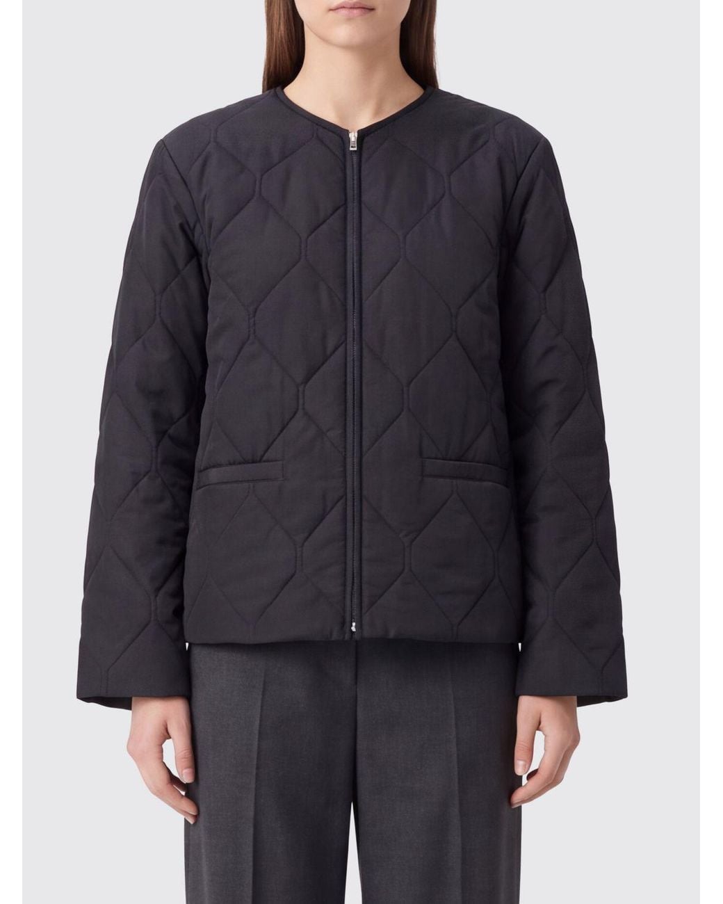 Jil Sander Blue Quilted Short Puffer Jacket