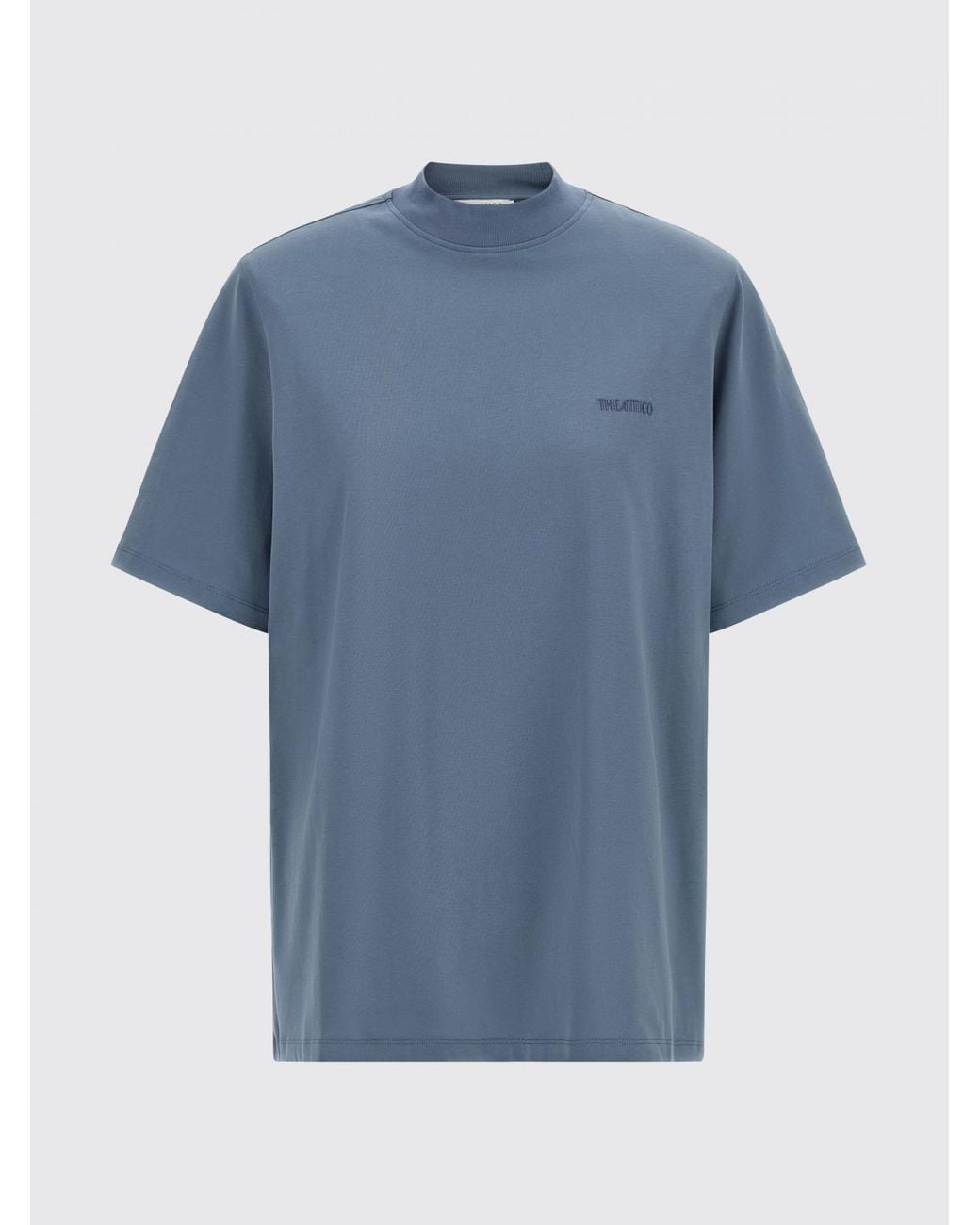 The Attico Blue Cotton Crewneck T-Shirt With Dropped Shoulders And Tone-On-Tone Logo