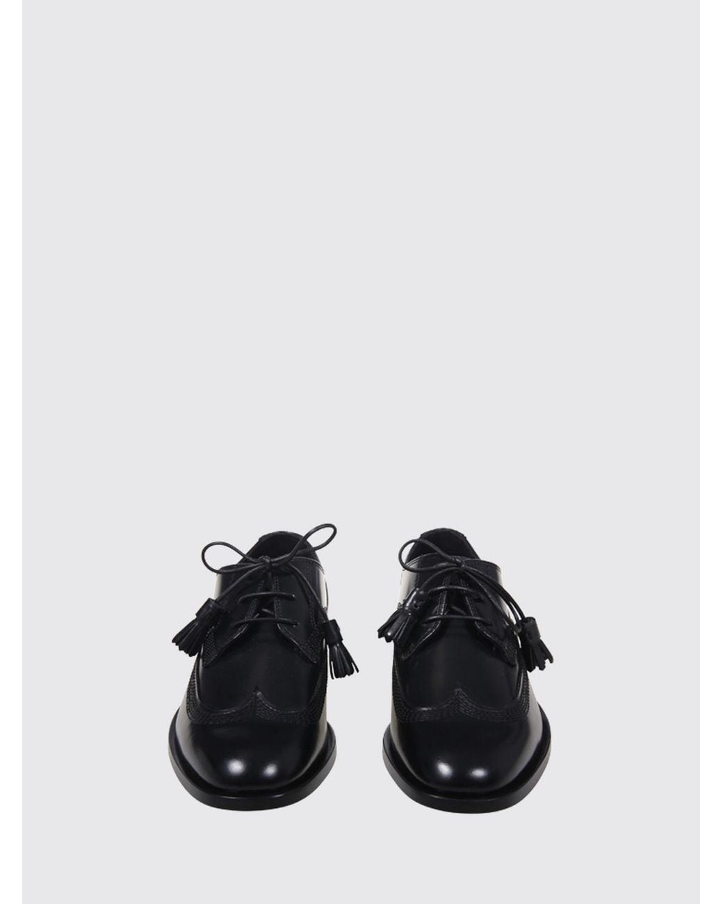 Ferragamo White Smooth Calfskin Leather Derby Shoes With Tassels And Round Toe