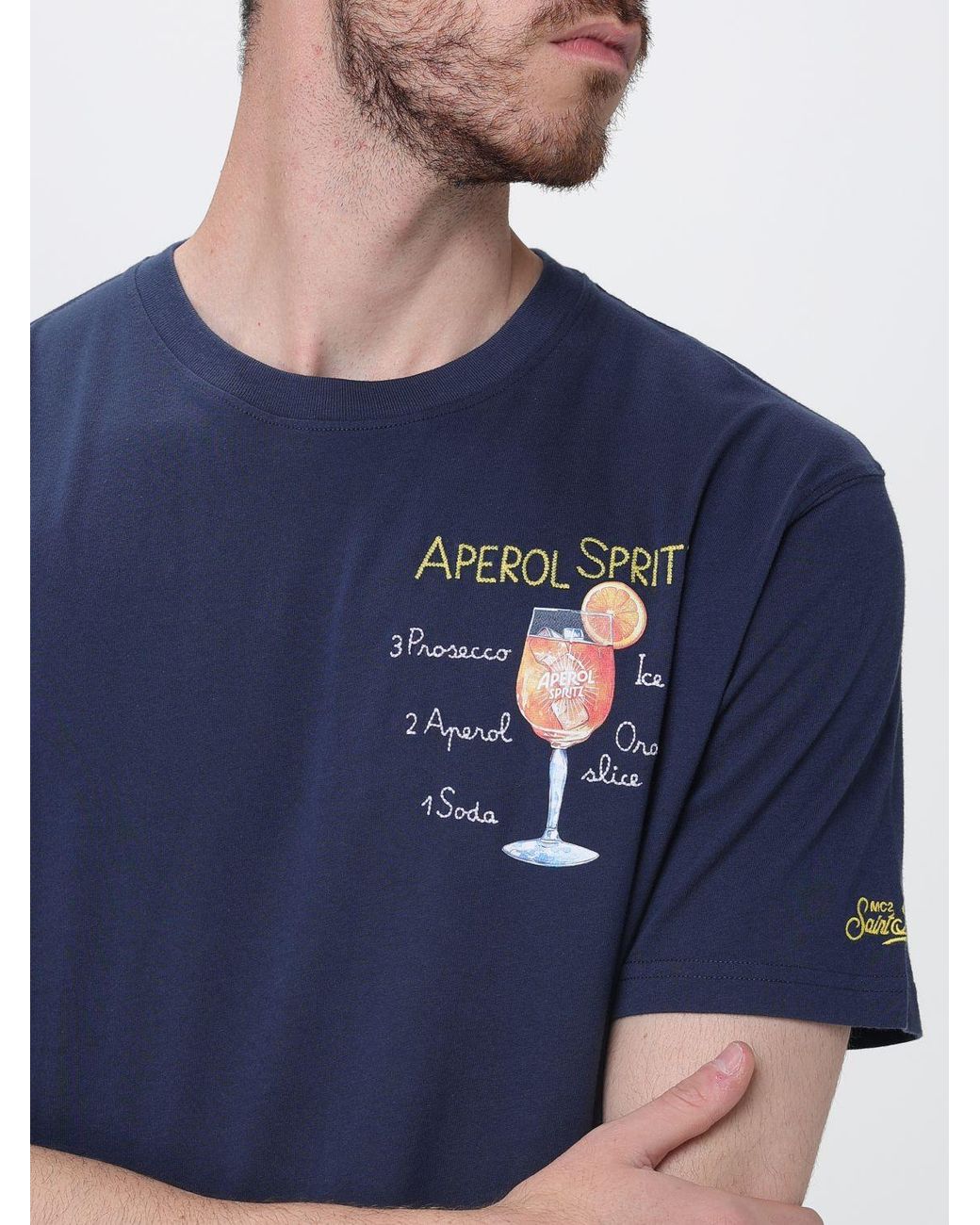 Mc2 Saint Barth Blue Cotton Crew Neck T-Shirt for men