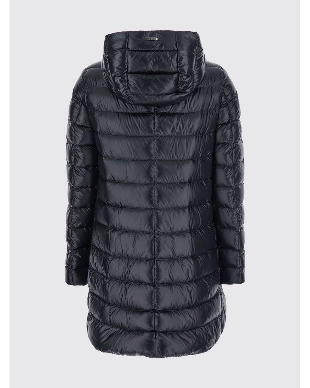 Herno Gray Long Quilted Nylon Hooded Puffer Coat With Down Padding