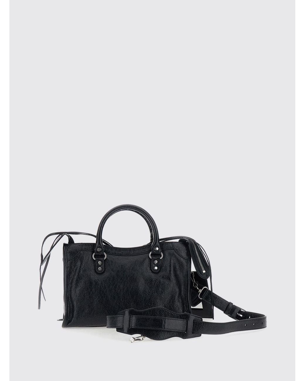 Balenciaga Black Le City Studded Arena Lambskin Handbag With Shoulder Strap