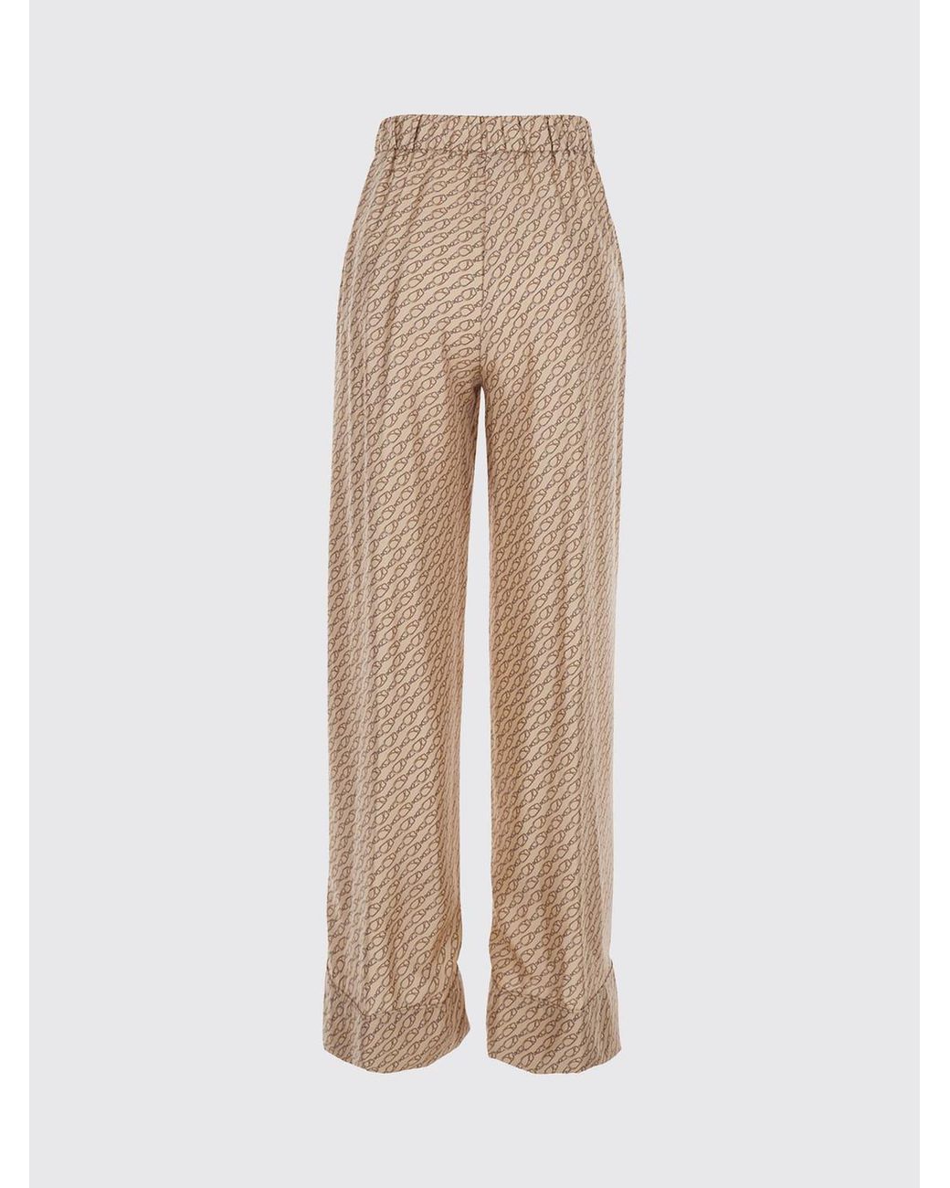 Herno Natural High-Waisted Graphic Print Silk Palazzo Trousers