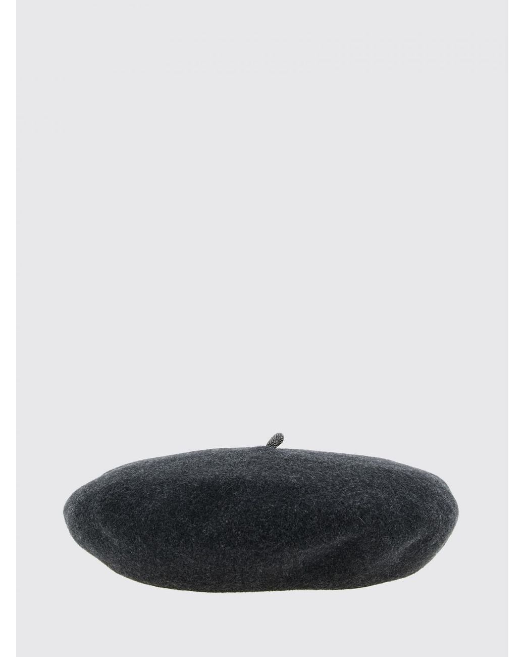 Brunello Cucinelli Blue Wool Felt Beret With Monili Embellishment