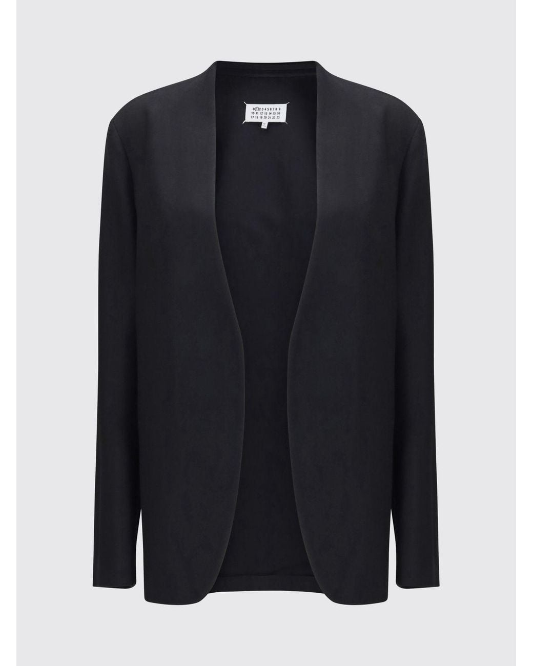 Maison Margiela Blue Cropped Open-Front Wool Blazer With Iconic Stitch