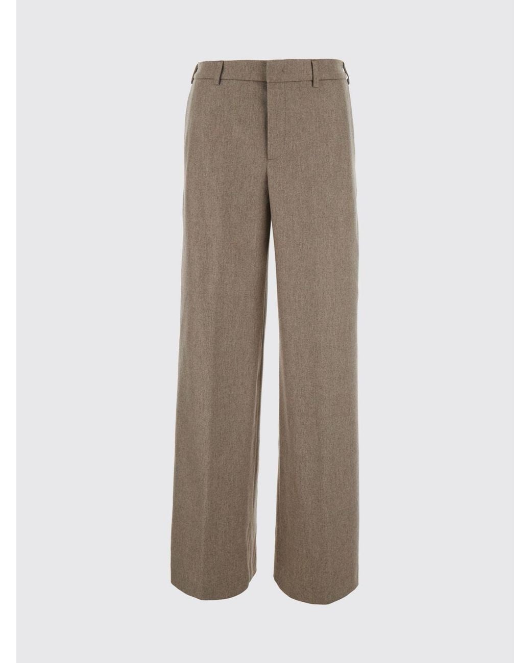 PT Torino Natural Mid-Rise Wool Wide-Leg Trousers