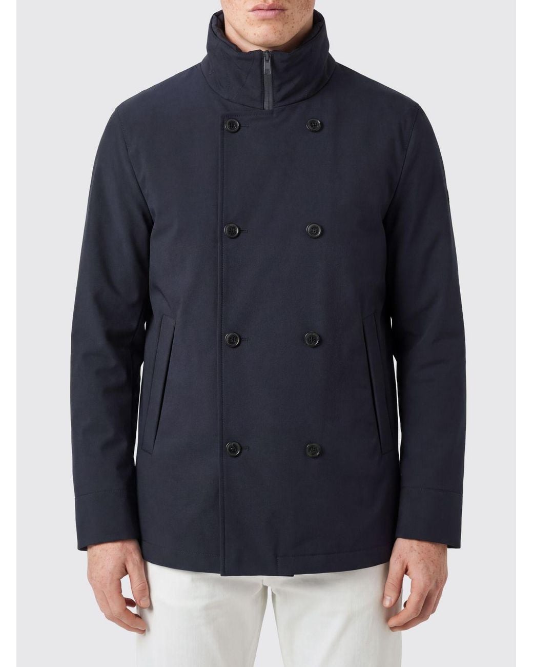 DUNO Blue Double-Breasted Short Parka for men