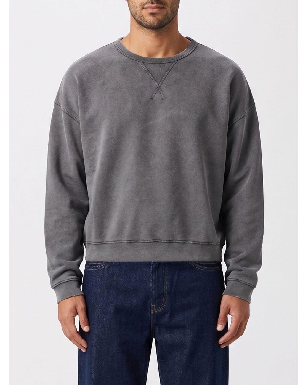 Sudadera De Cuello Redondo De Algodón Con Hombros Caídos Y Bajo Recto sunflower de hombre de color Gray