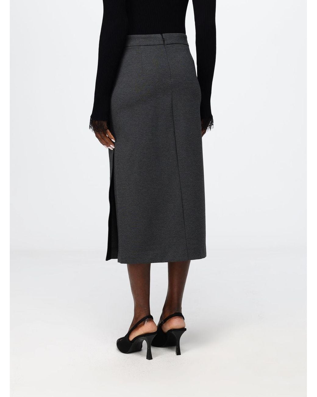 Pinko Black High-Waisted Midi Pencil Skirt