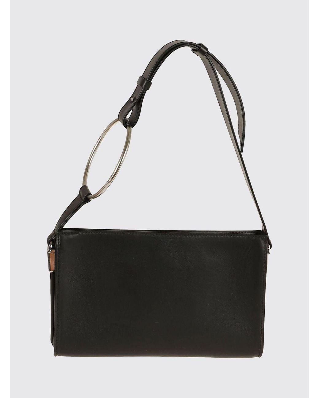 Dondup Black Rectangular Leather Shoulder Bag With Adjustable Handle