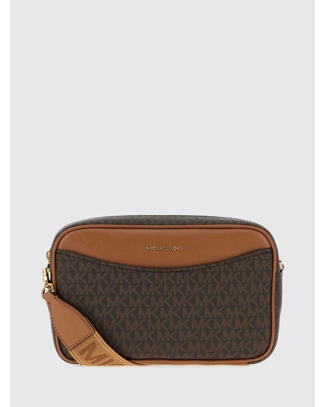 Michael Kors Brown Bev Monogram Coated Canvas Crossbody Bag