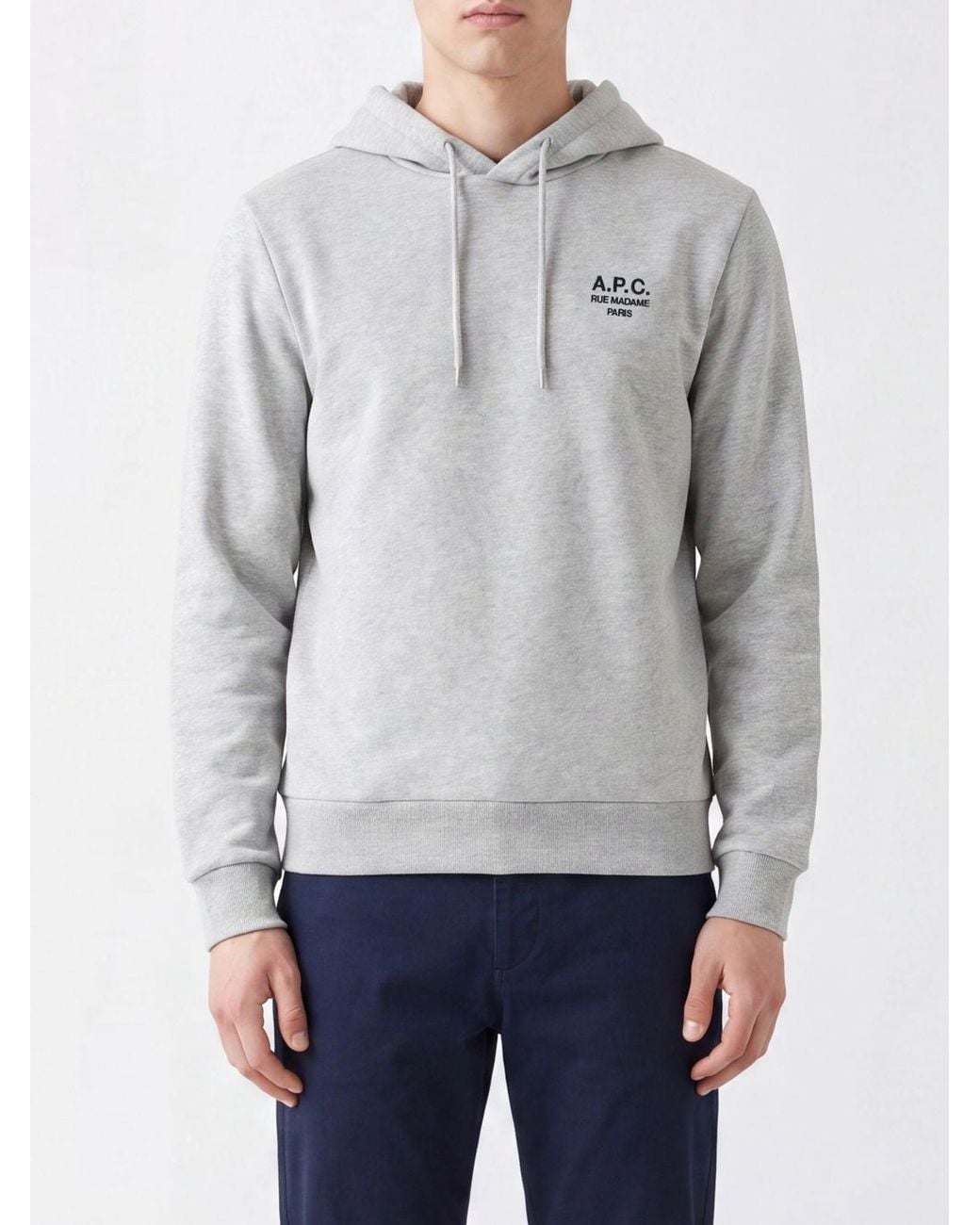 A.P.C. Gray Organic Cotton Hoodie With Contrast Logo for men