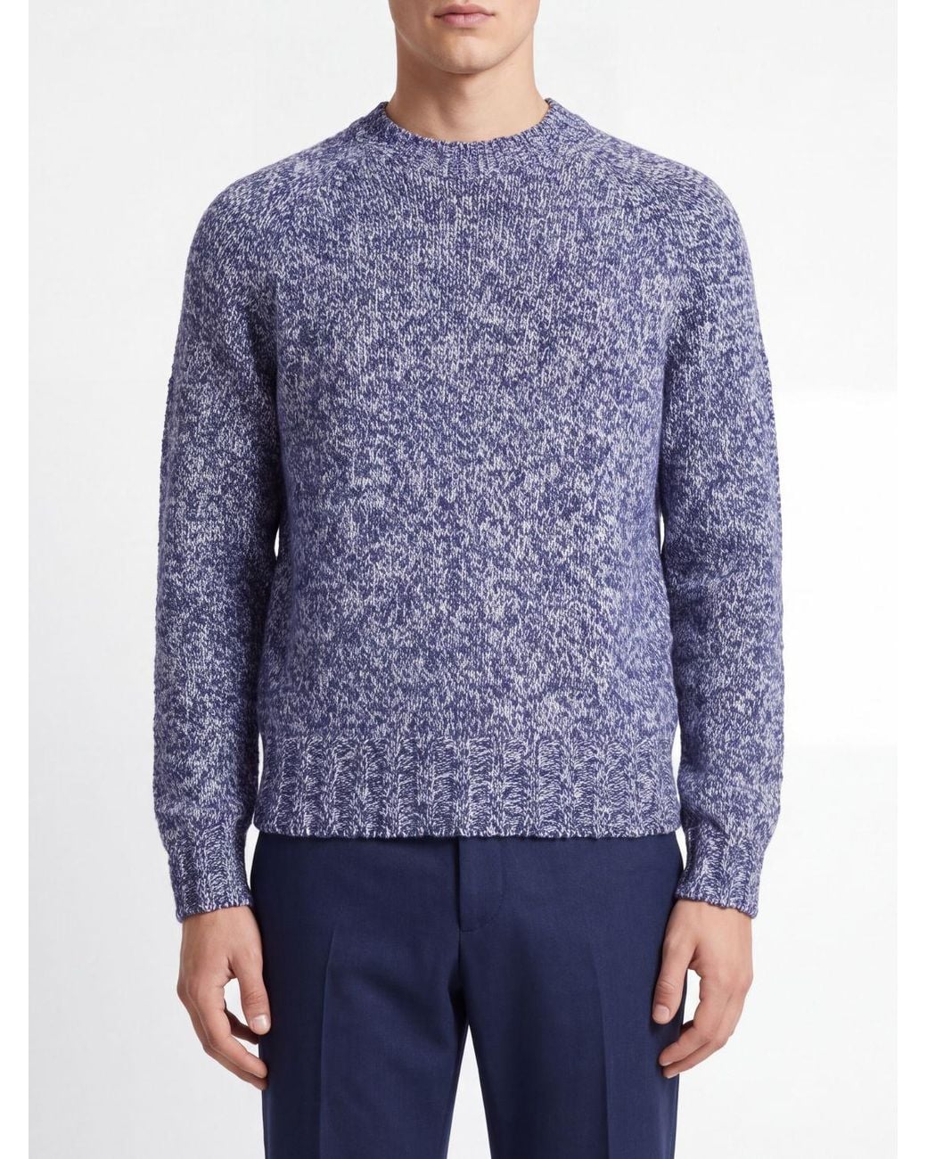 Ballantyne Blue Abstract-Pattern Wool And Alpaca-Blend Crewneck Sweater for men