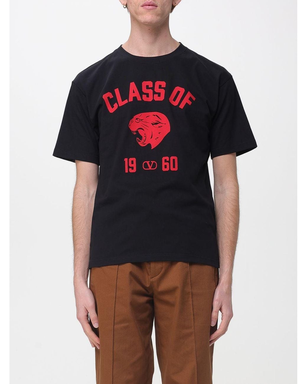 Valentino Black Cotton T-Shirt With Logo for men