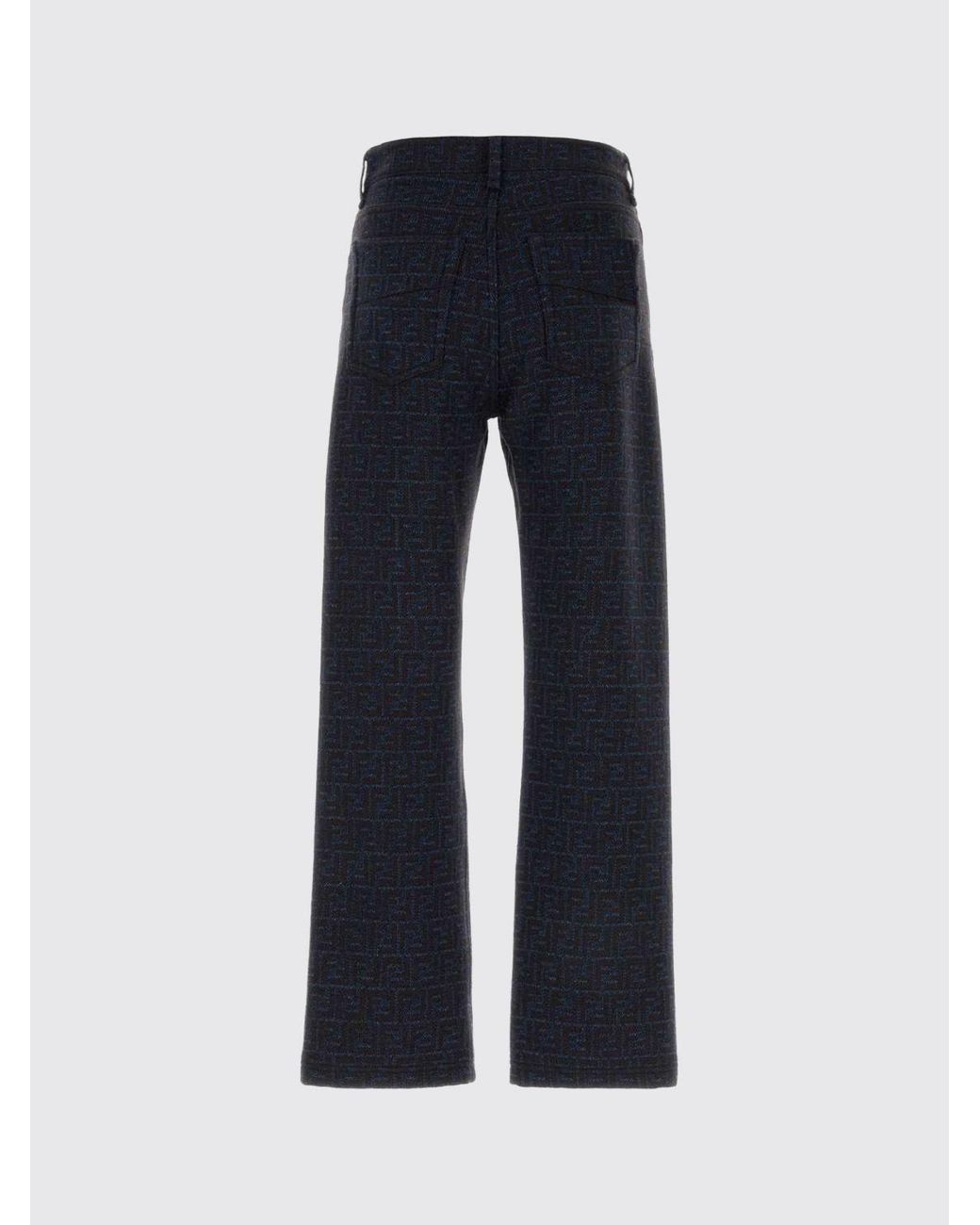 Fendi Blue Monogram Denim Straight Jeans for men