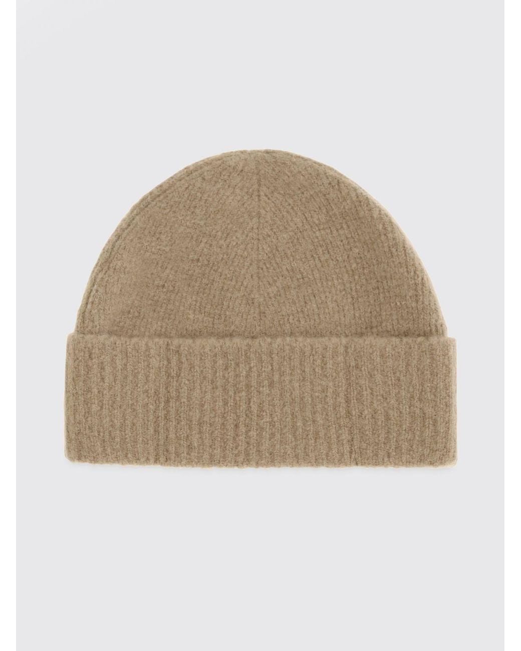 AMI Natural Wool And Alpaca Blend Beanie Hat With Embroidered Logo for men