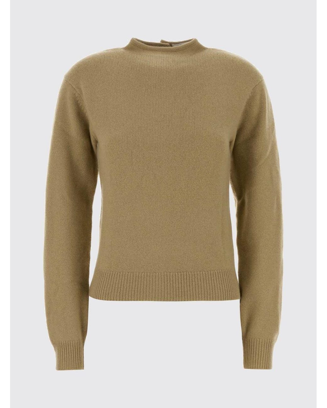 Lemaire Blue Crewneck 100% Cashmere Cardigan With Ribbed Trims
