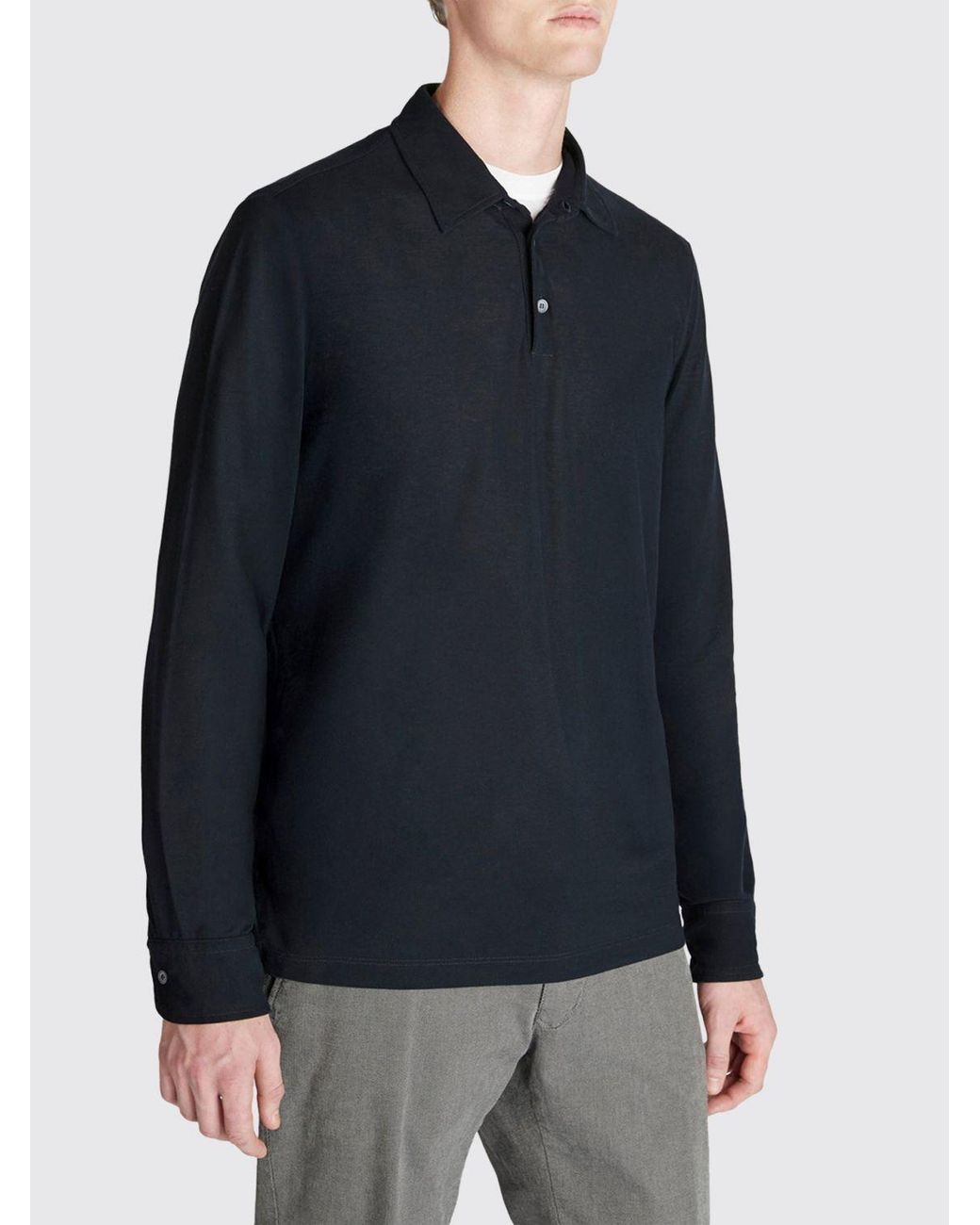 Zanone Blue Cotton Polo Shirt for men