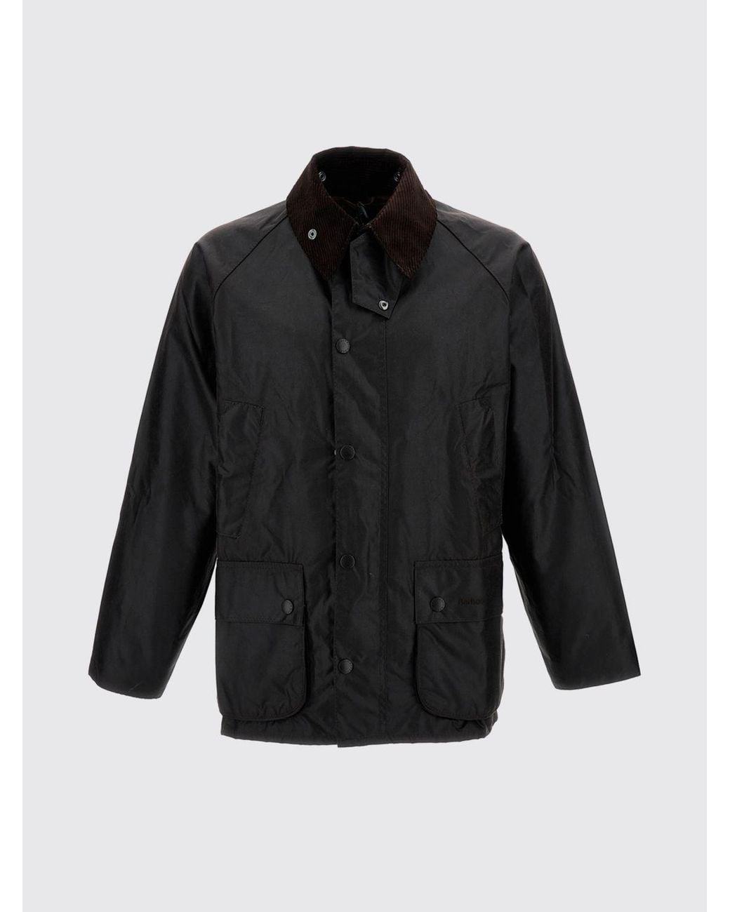 Barbour Black Bedale Relaxed Fit Waxed Cotton Jacket With Velvet Collar for men