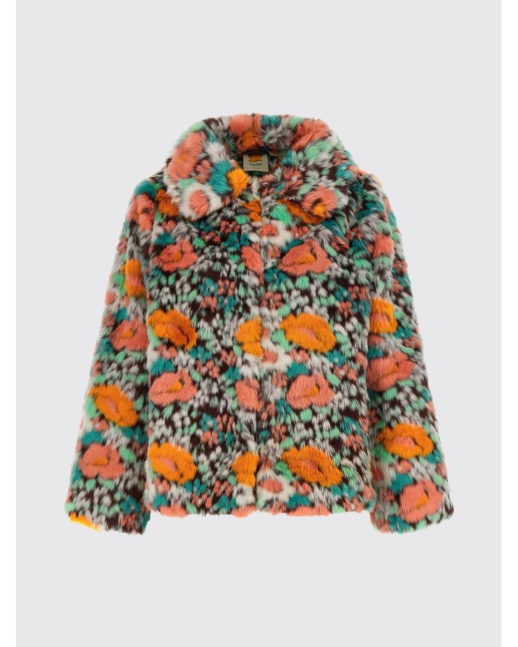 Farm Rio Multicolor Fur Coat