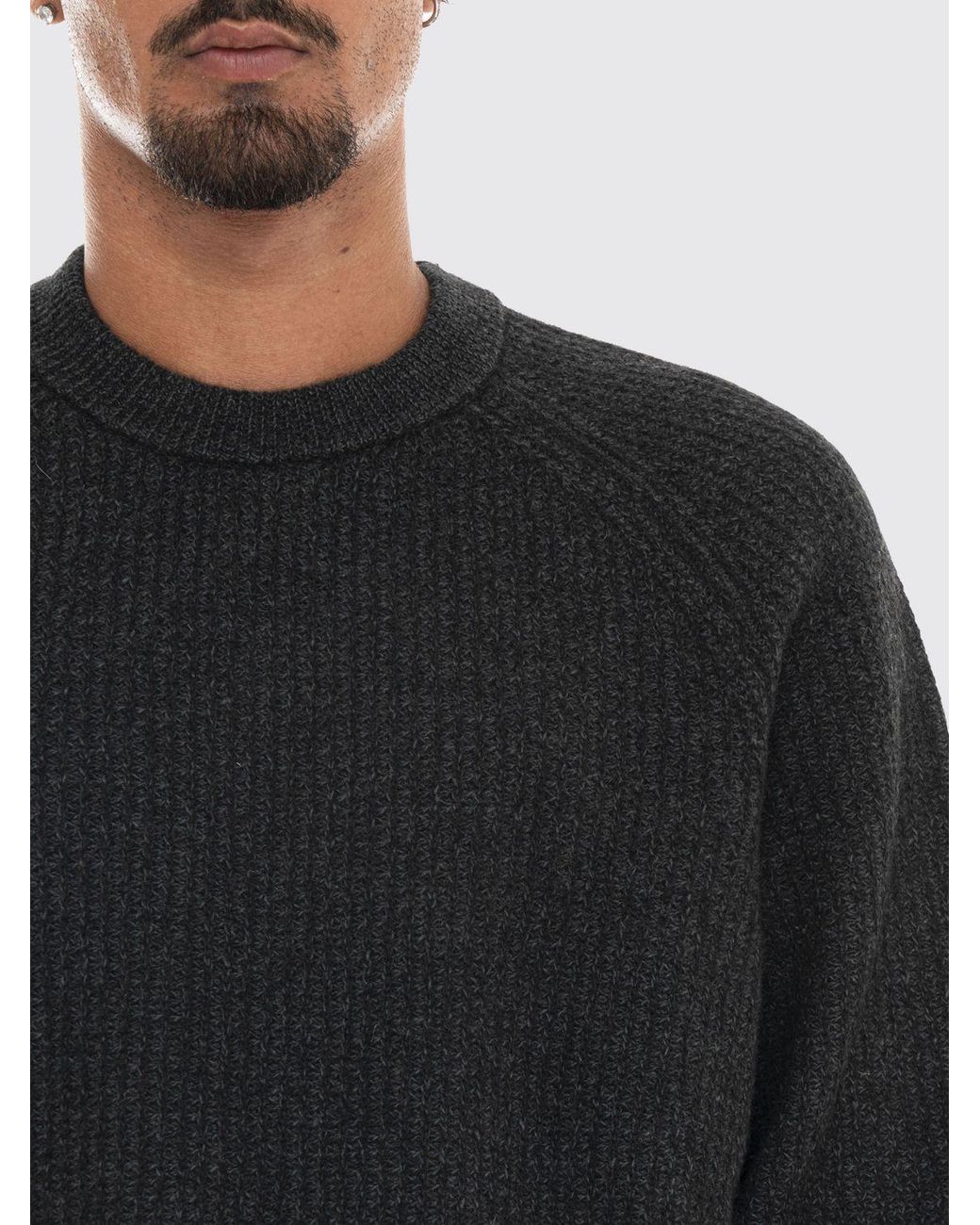 Boss Black Relaxed Fit Virgin Wool Blend Crew Neck Jumper With Ribbed Trims for men
