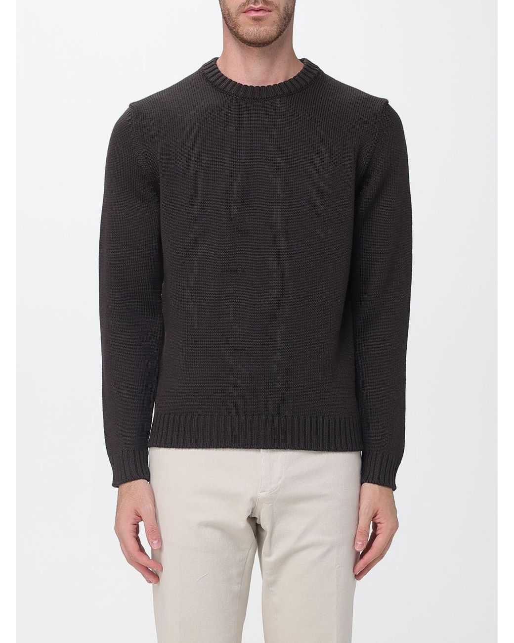 Zanone Black Slim Fit Crewneck Jumper for men