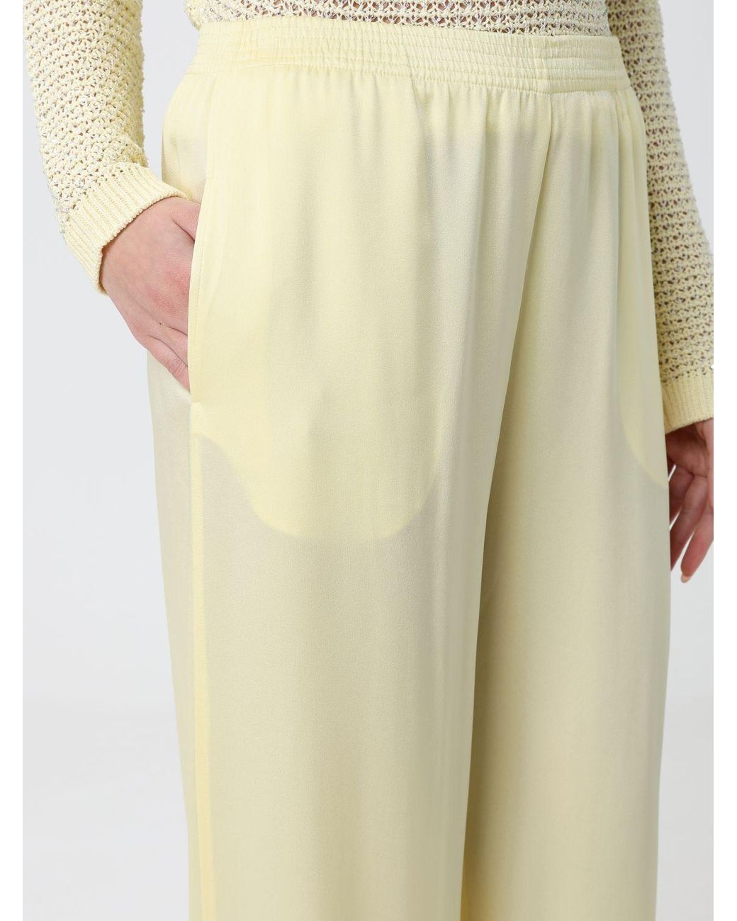 Fabiana Filippi Natural Satin Palazzo Trousers