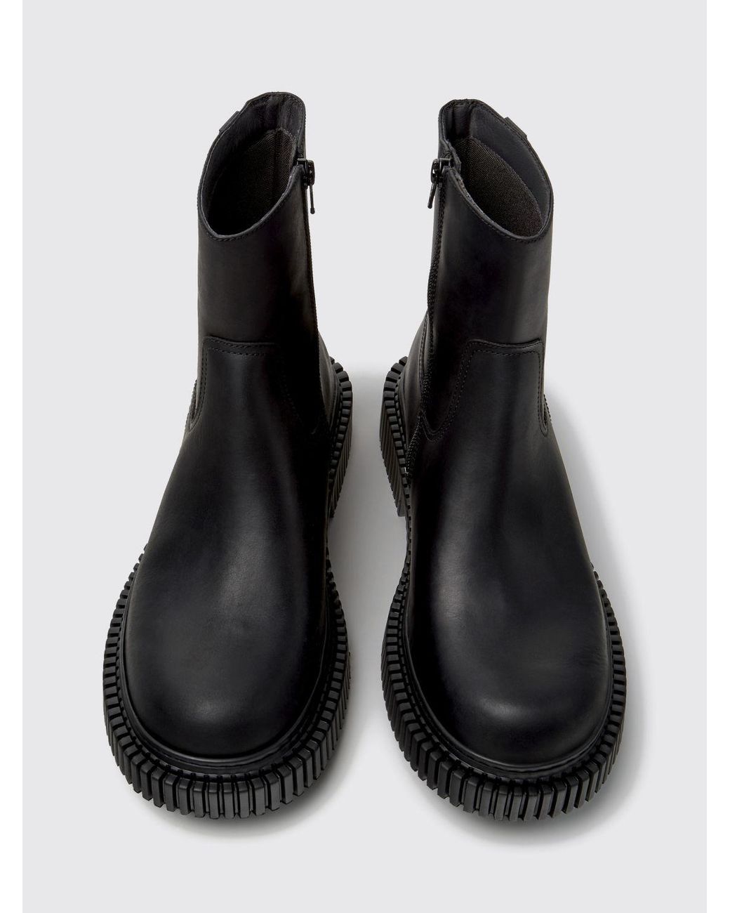 Camper Black Pix Berlin Smooth Leather Ankle Boots With Zip And Xl Extralight Sole for men