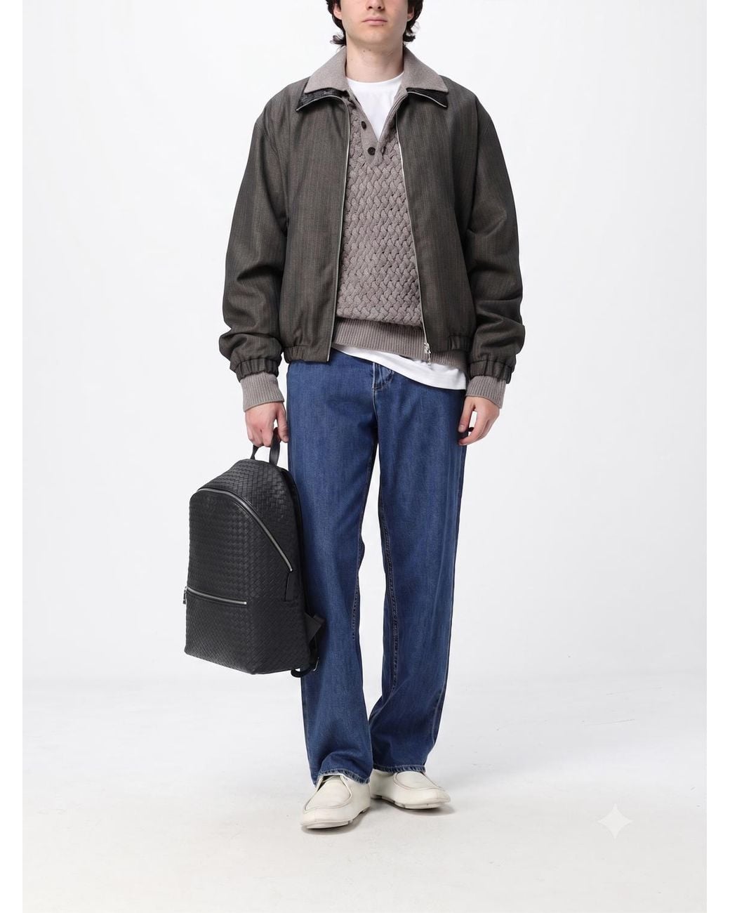 Bottega Veneta Black Wool And Mohair Blend Bomber Jacket With Leather Collar for men