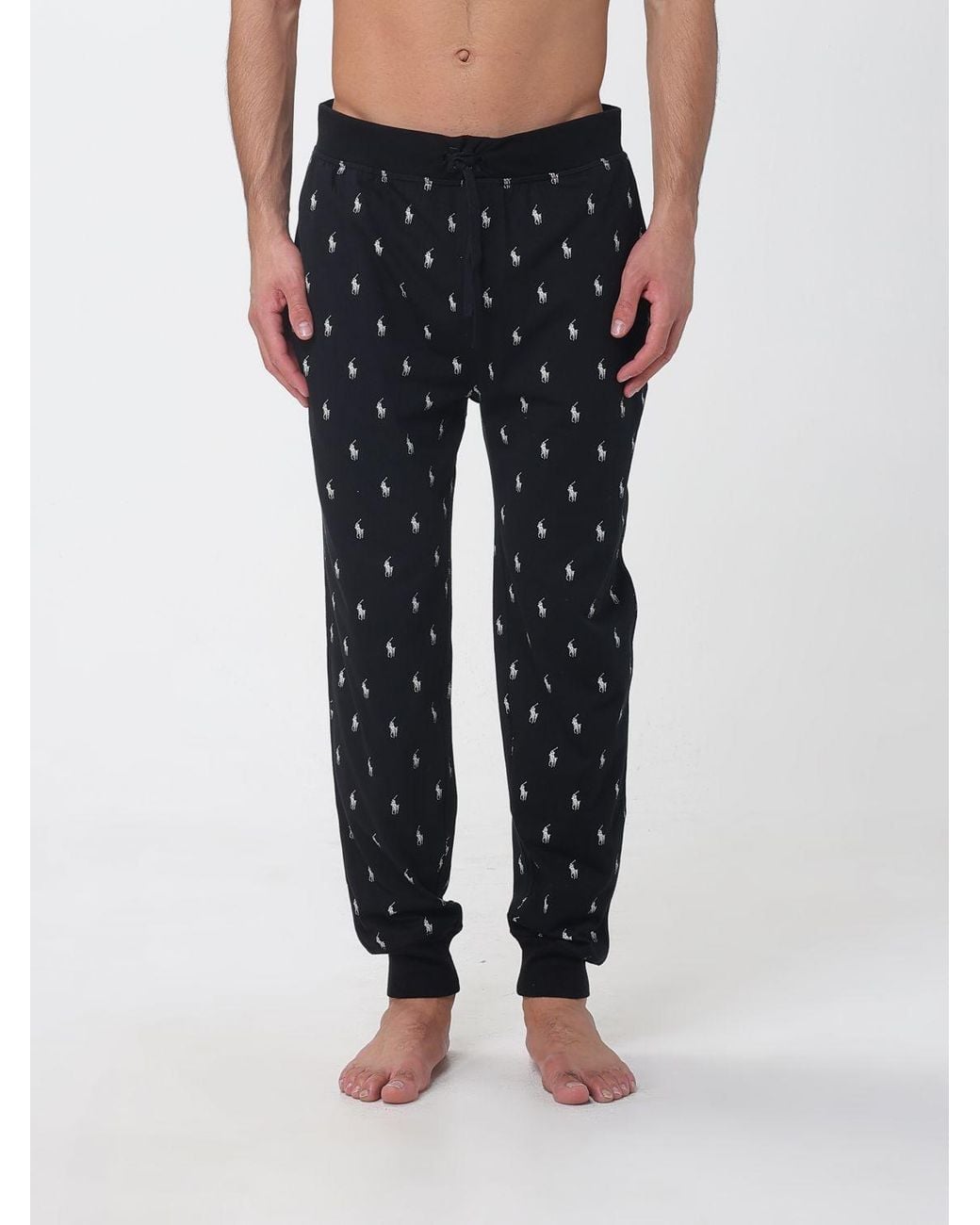 Polo Ralph Lauren Black Pony Logo Cotton Lounge Jogging Trousers