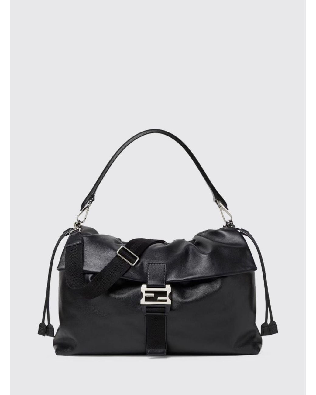 Fendi Black Flux Maxi Messenger Leather Bag for men