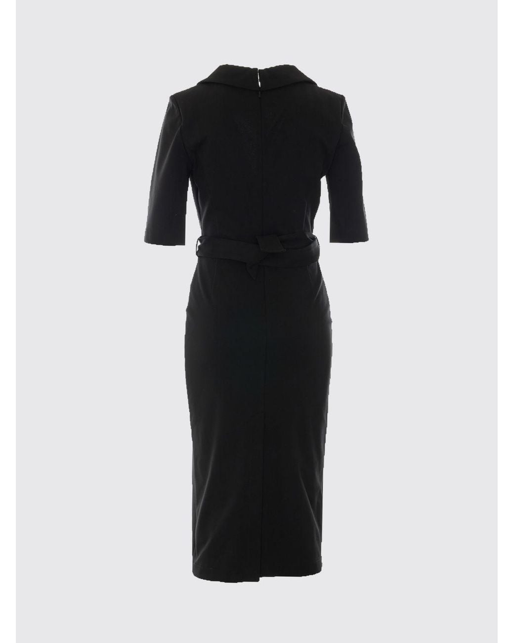 Pinko Black Arnebia Midi Wrap Dress With Logo Buckle Belt