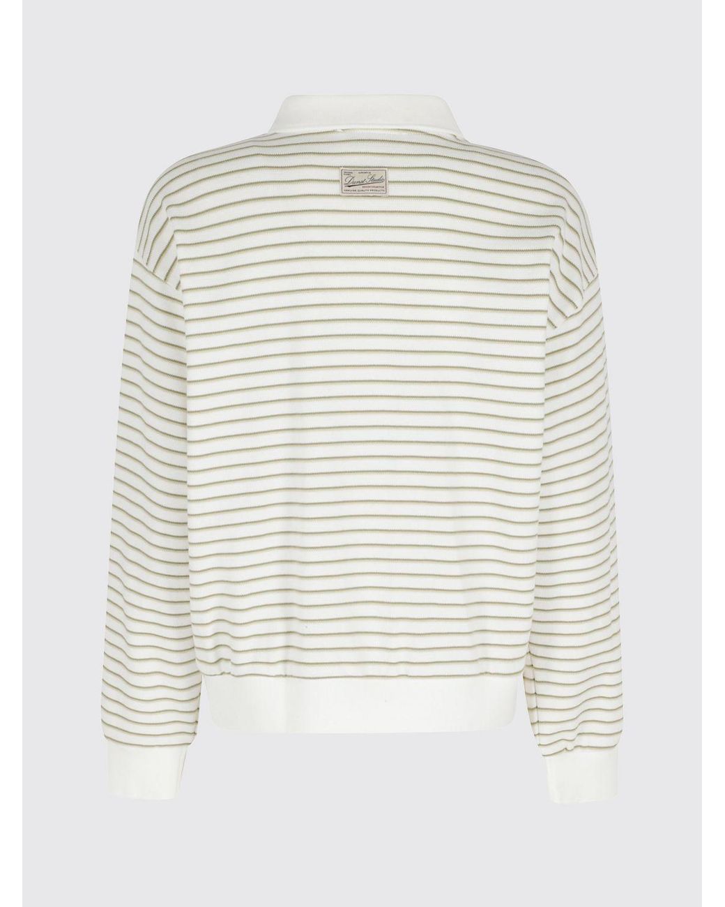 DUNST White Striped Cotton Polo Shirt