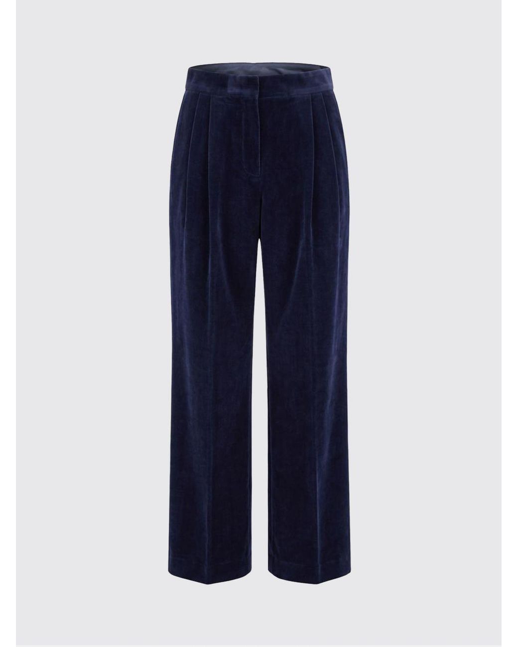 Jil Sander Blue Wide-Leg Pleated Velvet Tailored Trousers