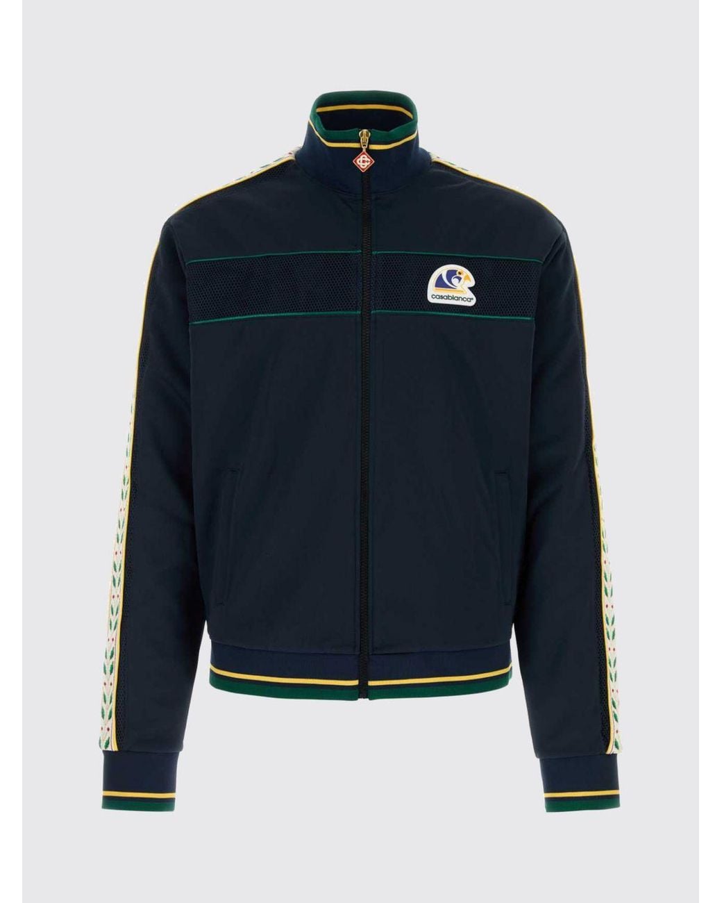 Casablanca Blue Zip-Up Cotton-Blend Track Jacket With High Neck And Logo for men