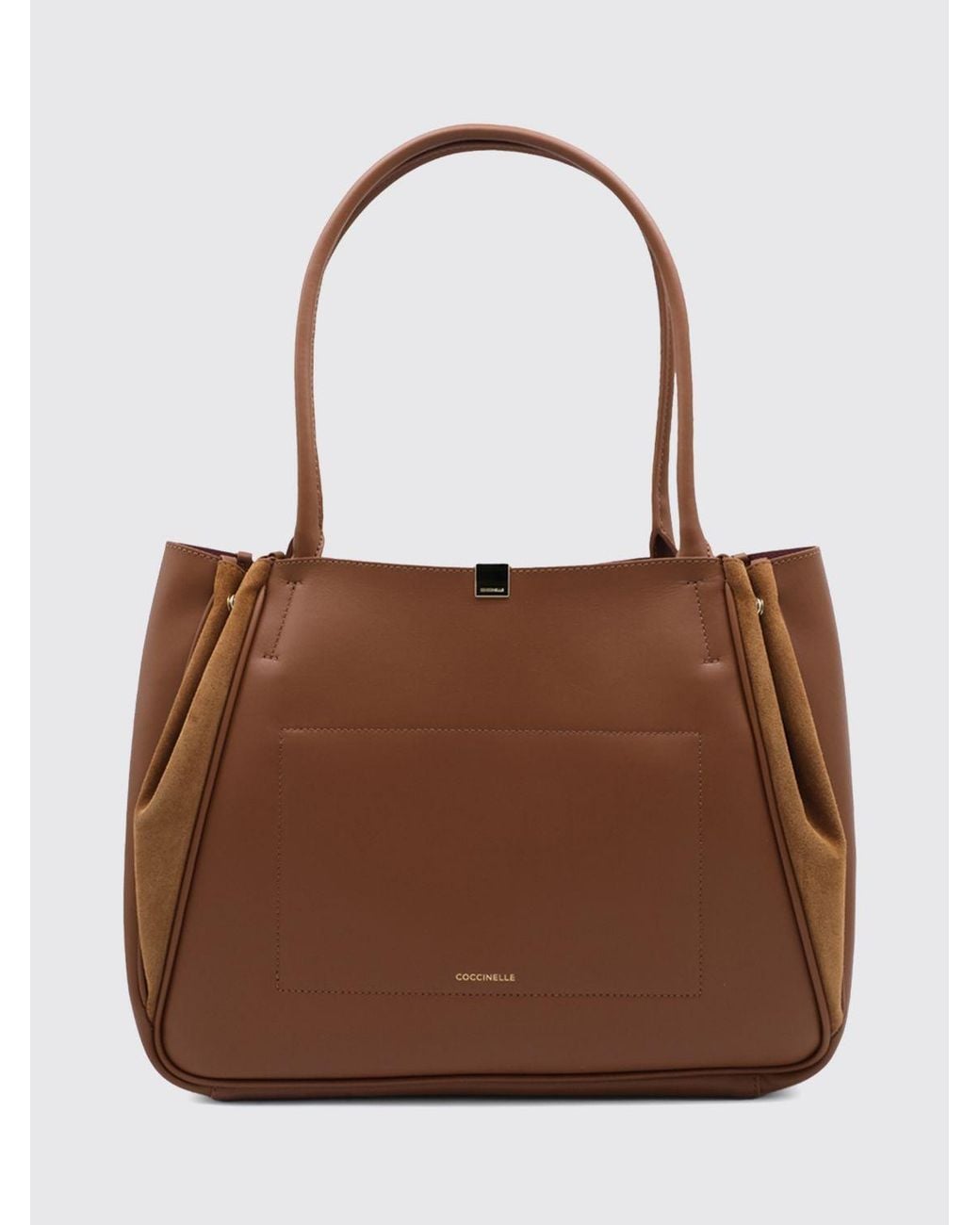 Coccinelle Brown Pansy Suede And Smooth Leather Shoulder Bag With Double Handle