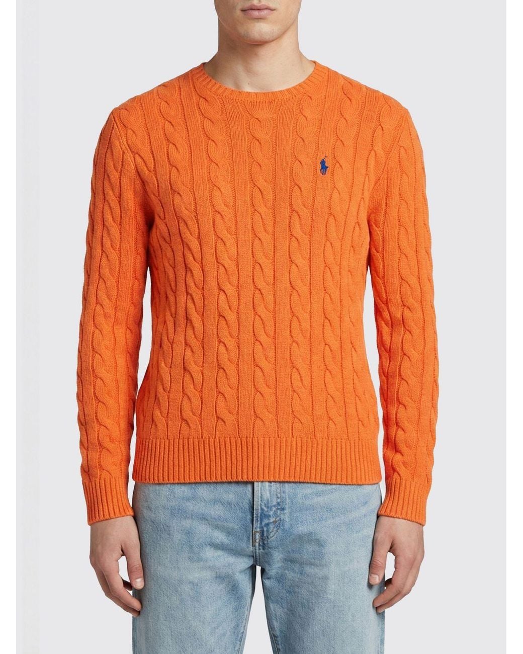Polo Ralph Lauren Orange Cable-Knit Embroidered Sweater for men